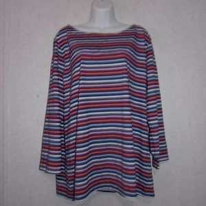 St John's Bay - (NWT) Multicolored Striped Long Sleeve Boatneck Tee
